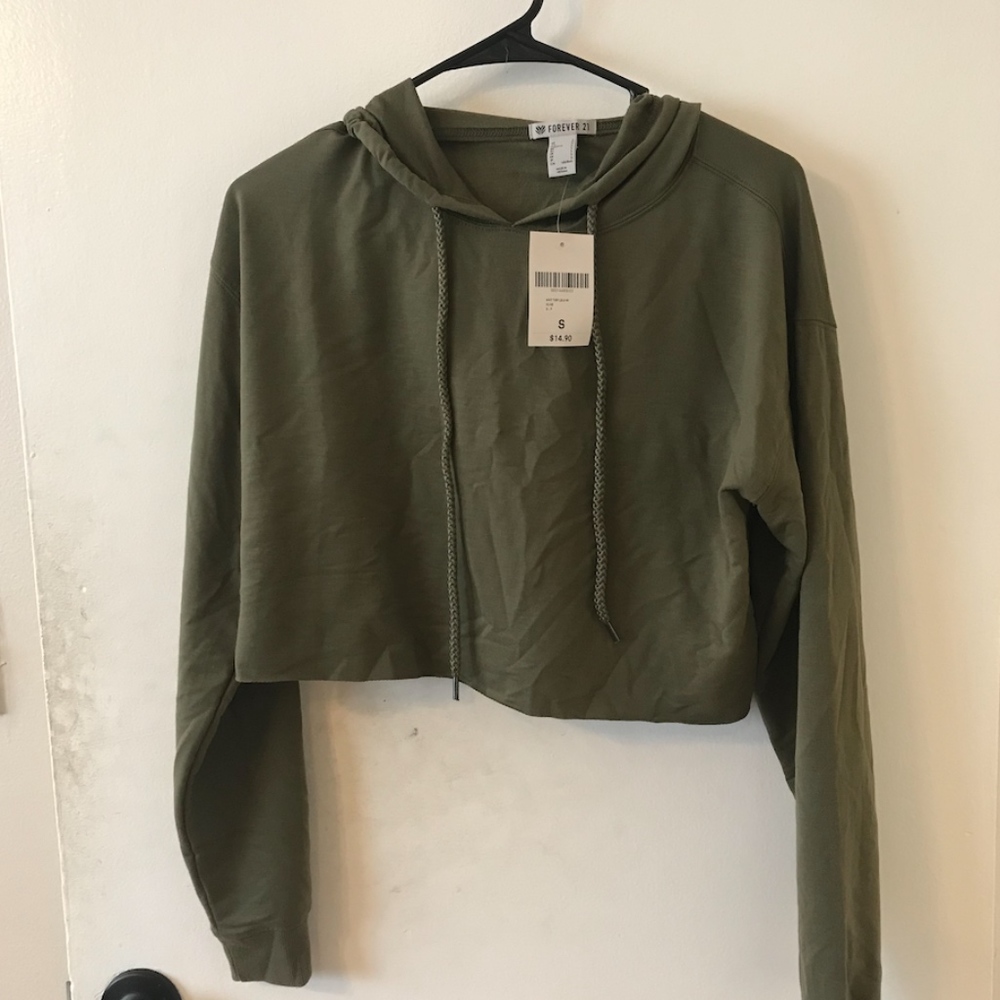 Cropped green Forever21 hoodie NWT